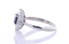 Platinum Oval Cluster Claw Set Diamond And Sapphire Ring (S0.78) 0.57 Carats