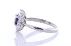 Platinum Oval Cluster Claw Set Diamond And Sapphire Ring (S0.78) 0.57 Carats