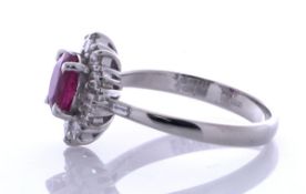 Platinum Single Stone With Halo Setting And Ruby Ring (R1.10) 0.51 Carats