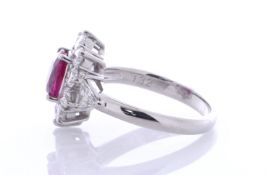 Platinum Single Stone With Halo Setting And Ruby Ring (R1.35) 1.32 Carats