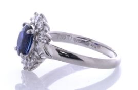 Platinum Oval Cluster Claw Set Diamond And Sapphire Ring (1.59) 0.50 Carats