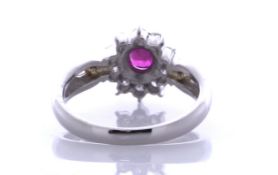 Platinum Single Stone With Halo Setting And Ruby Ring (R0.50) 0.27 Carats