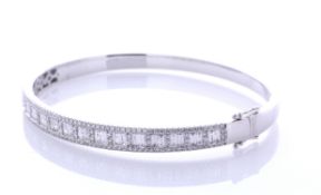 18ct White Gold Channel Set Semi Eternity Diamond Bangle 2.80 Carats