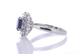 Platinum Single Stone With Halo Setting And Sapphire Ring (S0.98) 0.40 Carats