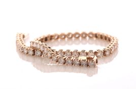 18ct Rose Gold Tennis Diamond Bracelet 5.00 Carats