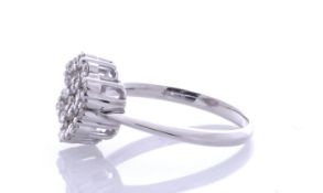 18ct White Gold Flower Cluster Diamond Ring 0.50 Carats