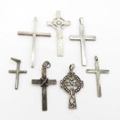 Collection of Sterling Silver Cross Pendants, inc. Celtic, Modernist x 7 (27.1g)