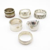 Collection of Sterling Silver Rings, inc. Modernist, Celtic , Spinner x 6 (55.8g)