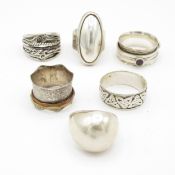 Collection of Sterling Silver Rings inc. Spinner, Celtic, Modernist x 6 (43.6g)