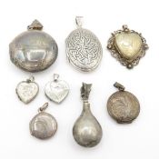 Collection of Sterling Silver Lockets, inc. Engraved Initial, Heart, Celtic Design x 8 (38.6g)