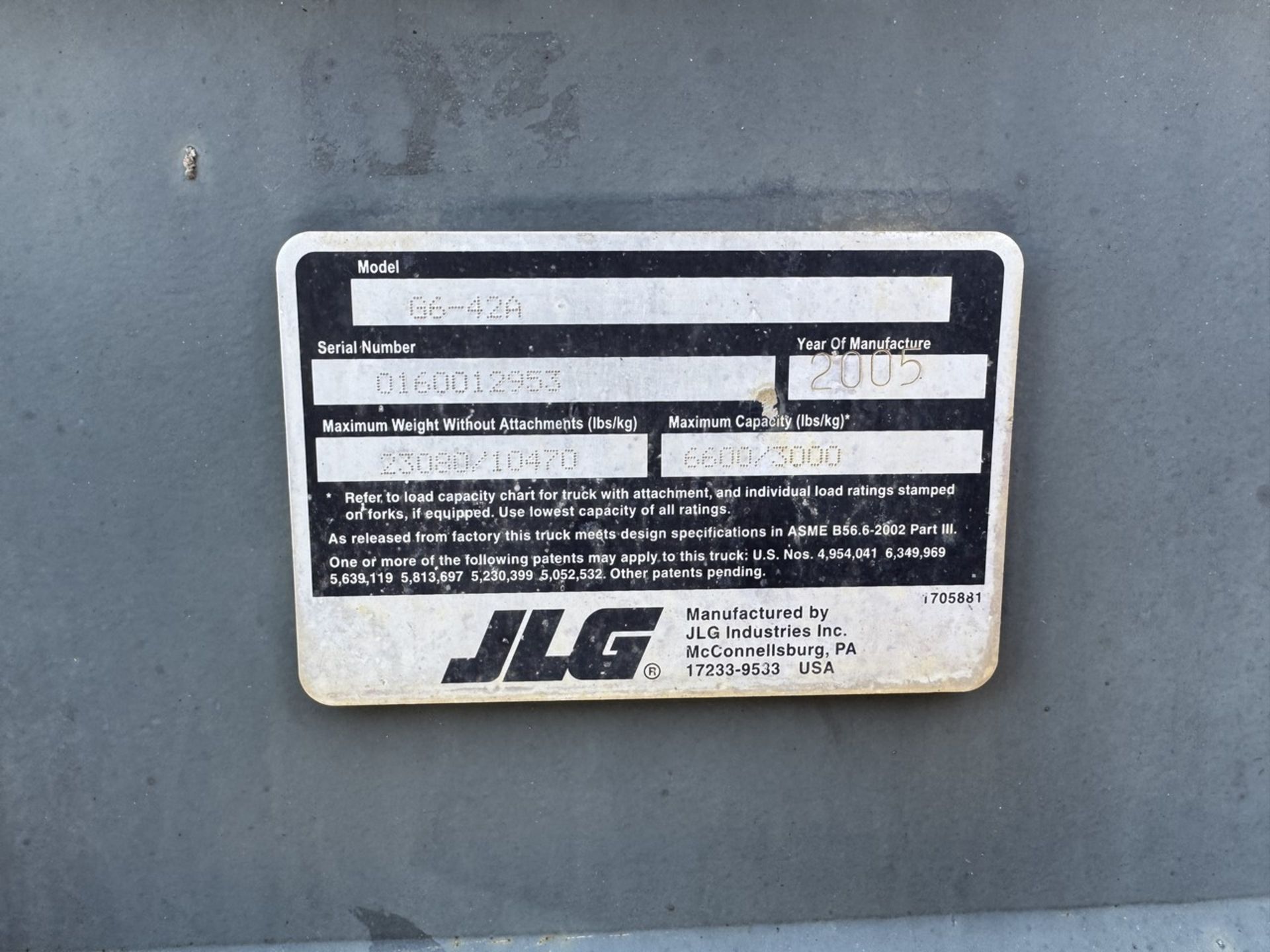 2005 JLG G6-42A Rough Terrain Telehandler 6,600lb - Image 41 of 41