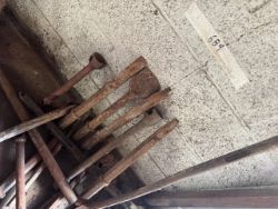 Assorted Heavy Bars and Hand Tools