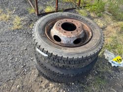 Pair of Heavy Truck Tires and Wheels