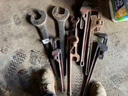 Assorted Large Pipe and Combination Wrenches