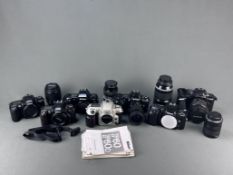 Konvolut von sieben Nikon Kameras mit Zubehör, bestehend aus 7 Nikon-Kameragehäuse F50- F60 -F65 -F