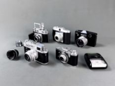 Konvolut von fünf Kameras und Zubehör, bestehend aus Kodak Retina mit Schneider-Kreuznach Retina-Xe