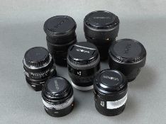 Konvolut 7 Objektive, bestehend aus Minolta AF 24-85, AF 16 Fish Eye, AF Macro 50mm, AF 28mm und Si