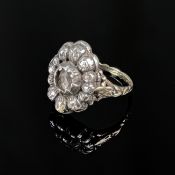 Antiker Diamant Ring, ca. 585/14K Gelbgold mit Silberauflage (getestet), Gesamtgewicht 5,32g, beset