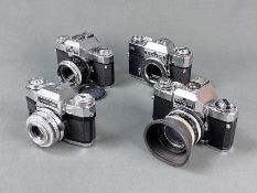 Konvolut 3 Kameras mit Objektiven und 1 Kameragehäuse, bestehend aus Zeiss Ikon mit Zeiss-Objektiv