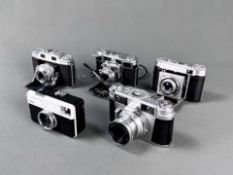 Konvolut von fünf Kameras, bestehend aus Zeiss Ikon Contessa mit Zeiss-Opton Nr. 613525 Tessar 1:2,