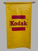 Werbefahne "Cameras Kodak Filme", gummierte Plane, an Holzstange mit Aufhängung, Länge ca. 104cm, B