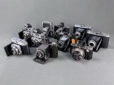 Konvolut von zehn Kameras, teilweise mit Auszug, bestehend aus Kodak Duo 620, Nettar 515/16, Agfa I