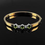 Peridot Diamant Armreif, 585/14K Weiß- und Gelbgold (punziert), Gesamtgewicht 13,48g, besetzt mit 2