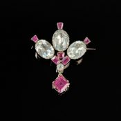Art Deco Brosche, 585/14K Rotgold (getestet), Gesamtgewicht 5,14g, Abhängung wohl später (höherer G