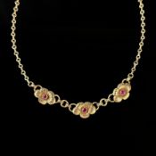Halskette mit Blumenelementen, 333/8K Gelbgold (punziert), Gesamtgewicht 5,14g, Ringverschluss, Län