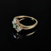 Chrysoberyll Diamant Ring, 585/14K Gelbgold (punziert), Gesamtgewicht 3,55g, besetzt mit 4 kleinen 