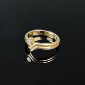 Vintage Diamant Ring, 750/18K Gelbgold (getestet), Gesamtgewicht 4g, besetzt mit rechteckig geschli