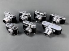 Konvolut von 7 verschiedenen Kameras, bestehend aus Lordomat mit Lordon 1:2,8/50, Robot Star II Vol