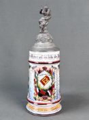 Reservistenkrug, Reserv. Maegerle, Alt-Württemberg, polychrom bemalt, Bodenlithophanie und Zinnmont