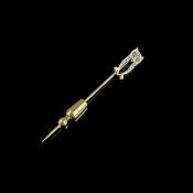 Antike Anstecknadel "Eule", ca. 12K Gelbgold und 900 Platin (getestet), Gesamtgewicht 2,82g, besetz