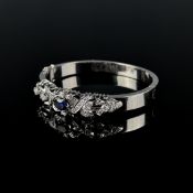 Diamant Saphir Armspange, 585/14K Weißgold (punziert), Gesamtgewicht 25,95g, besetzt mit 6 größeren