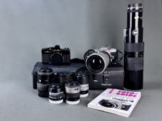 Konvolut von zwei Minolta Kameragehäusen und sieben Objektiven, bestehend aus Minolta SRTMC, Minolt