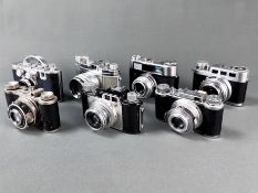 Konvolut von sieben verschiedenen Kameras, bestehend aus Voigtländer Vitoret DR mit Color-Lanthar 2