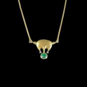 Collier, 585/14K Gelbgold (punziert), Gesamtgewicht 8,9g, Kette mit Anhänger, dieser besetzt mit gr