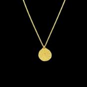 Lange Kette mit Sonnenanhänger, 750/18K Gelbgold (punziert), Gesamtgewicht 36,3g, Kette mit Karabin