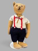Steiff Teddy um 1940, Knopf im Ohr, Mohair, Körper mit Strohfüllung, Glasaugen, bewegliche Glieder