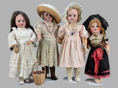 Konvolut Puppenmädchen, verschiedene Hersteller, 4 Teile, bestehend aus Puppenmädchen, am Hinterkop