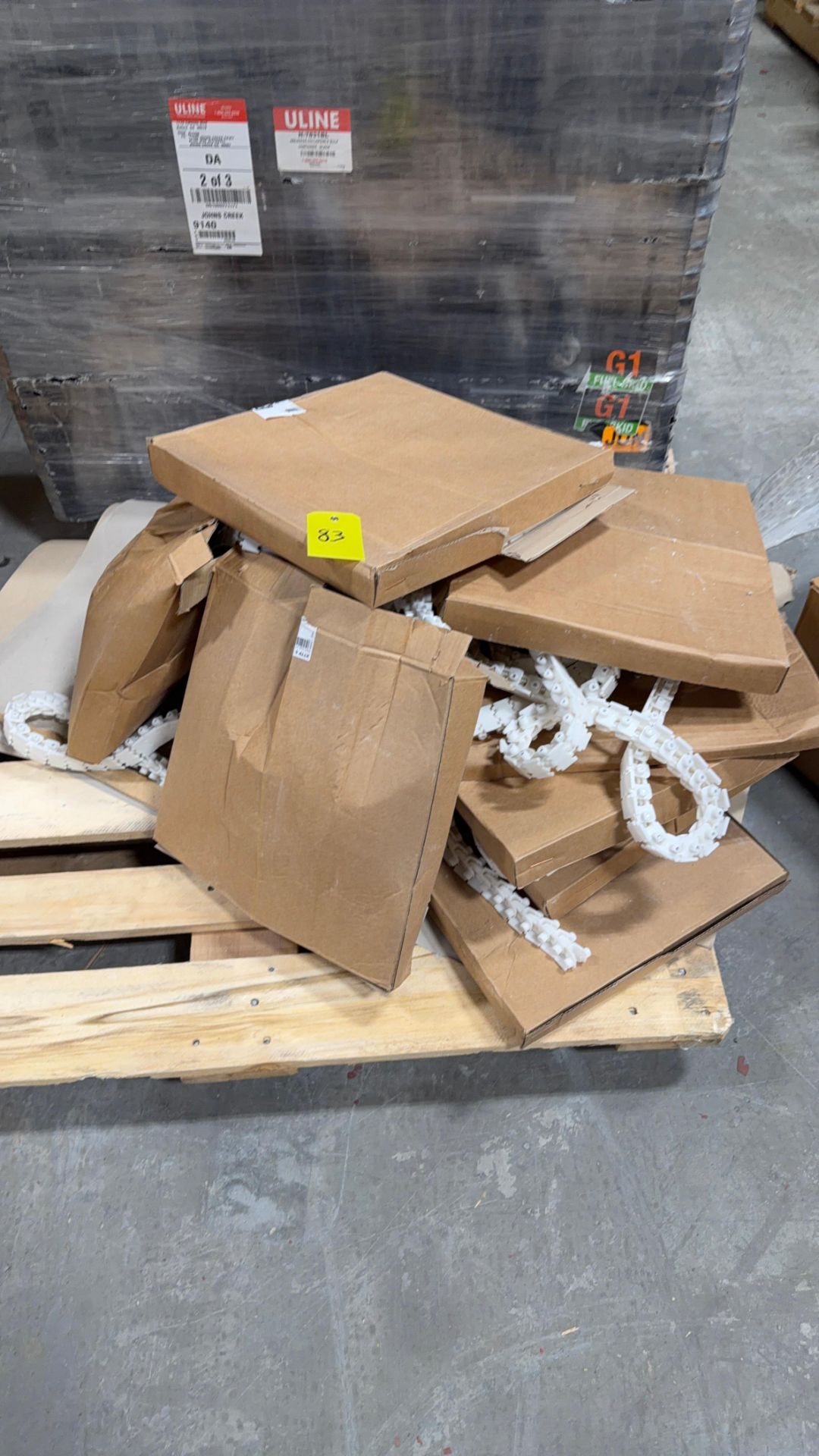 Palletized lot containing multiple cartons of FlexLink XTTP 5 plain ...