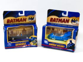 BATMAN BATMOBILE & SUBWAY ROCKET CORGI 1960'S DC COMICS SUPERHERO SCALE MODEL VEHICLES