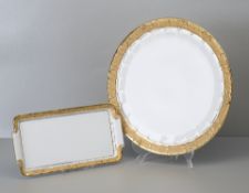 Meissen X-Form Prunkgold, Kuchenplatte und Tablett, 1. Wahl