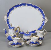 Meissen Kaffeeservice, B-Form, königsblau mit Gold, 1. Wahl, 19. Jhdt.