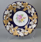 Meissen Prunkteller, kobaltblau mit Blumenmalerei, 1. Wahl