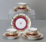 Meissen B-Form 3 Mokkagedecke, purpur, Streublume, 1. Wahl
