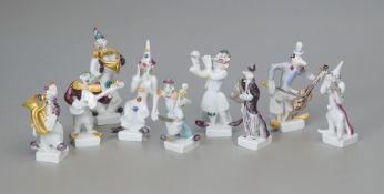 Meissen, 9 Musiker der Clownkapelle, Entwurf Peter Strang, 1. Wahl
