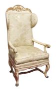 Barocker Sessel weißgrundig gefasst, partiell vergoldet, 18. Jhdt.