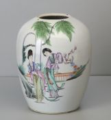 Chinesische Porzellanvase, 19. Jhdt., Deckel fehlt